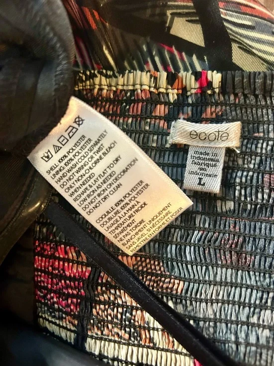 Ecote Strapless Black Sundress with Multicolor Feather Print - Picture 4 of 4